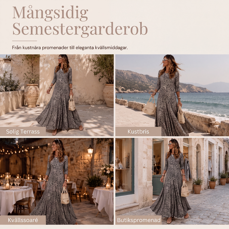 ✨Tidlös statement-stil | Långärmad maxiklänning med leopardmönster för damer-4