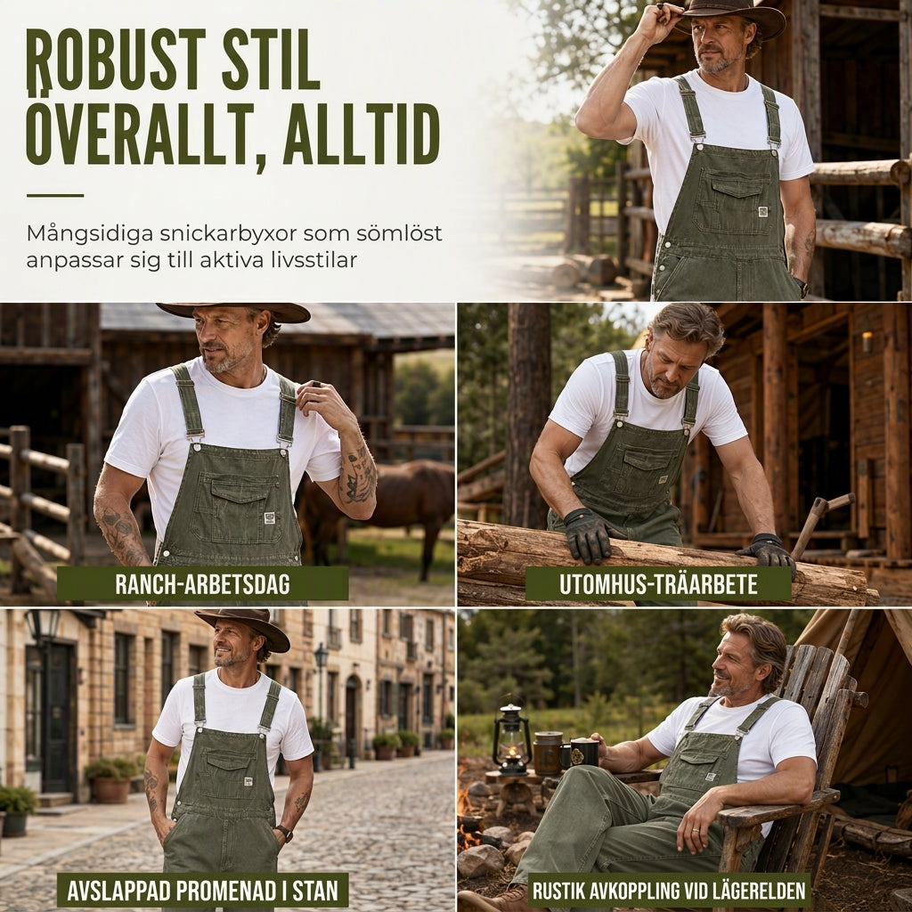 📢🎉50 % rabatt!!!🛍️✨Tjocka bomullsoveraller för herrar, avslappnad passform, raka ben, praktiska hängselbyxor med flera fickor-4