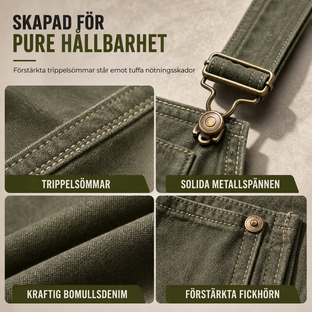 📢🎉50 % rabatt!!!🛍️✨Tjocka bomullsoveraller för herrar, avslappnad passform, raka ben, praktiska hängselbyxor med flera fickor-3