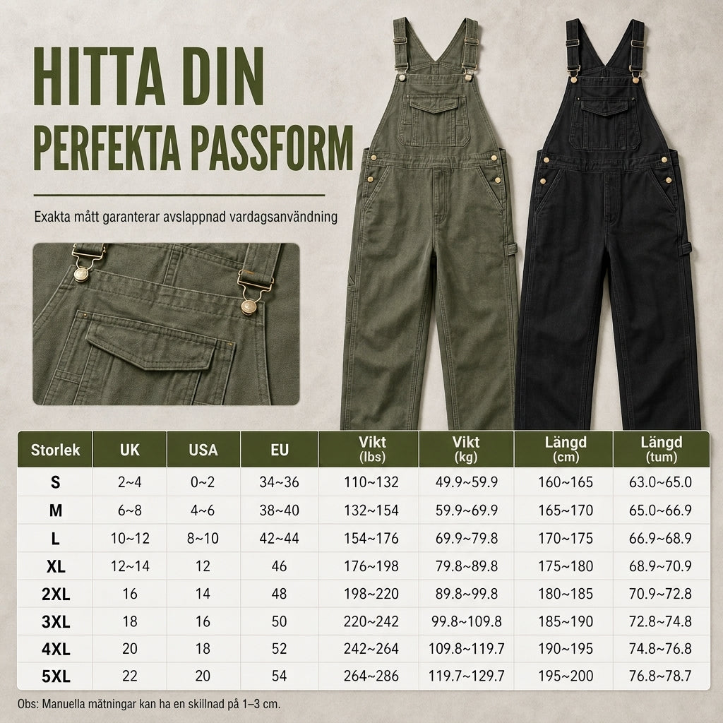 📢🎉50 % rabatt!!!🛍️✨Tjocka bomullsoveraller för herrar, avslappnad passform, raka ben, praktiska hängselbyxor med flera fickor-6