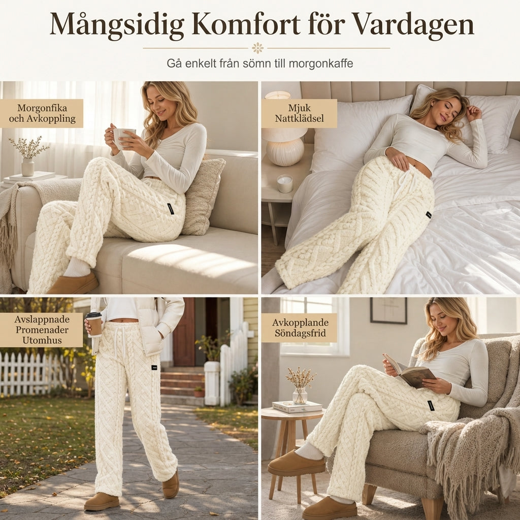 Vardagliga varma mysbyxor med foder av flanell för kvinnor-6