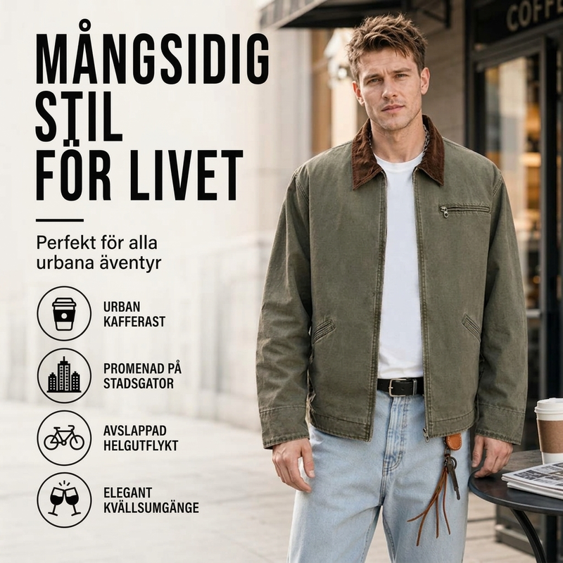 Klassisk ledig jeansjacka för män-4