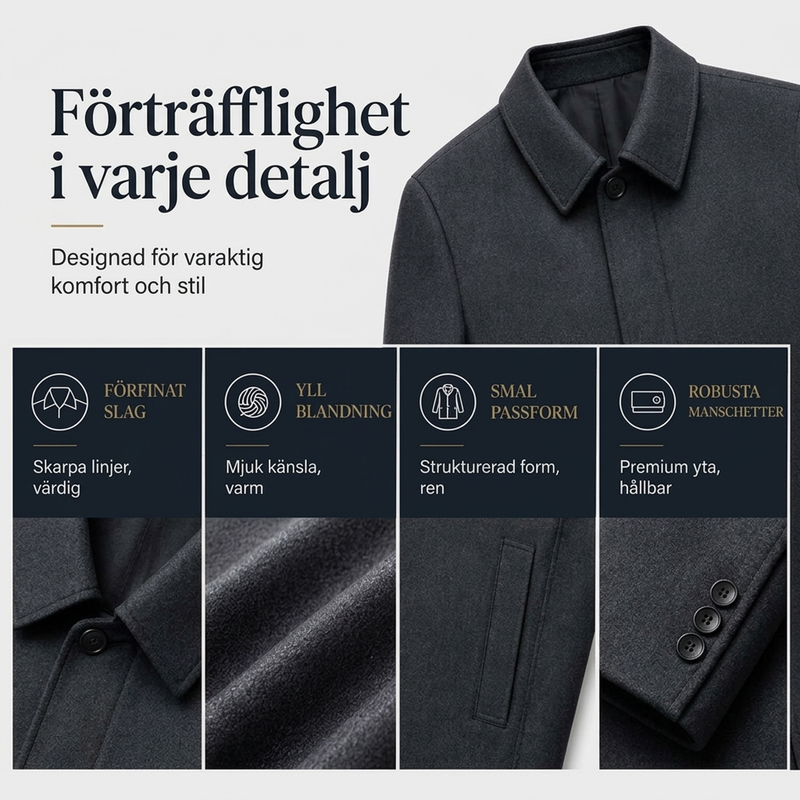 Kavaj i medellängd med krage för män-1
