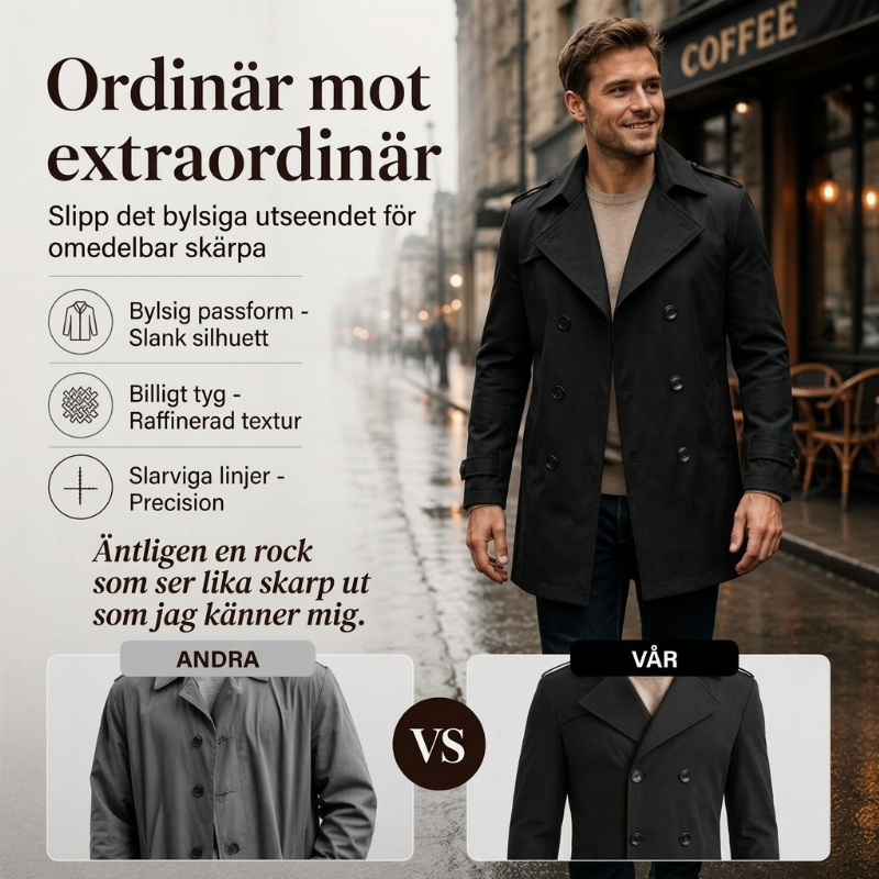 Klassisk dubbelknäppt trenchcoat för män-2