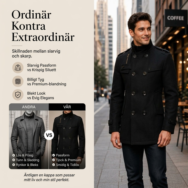 Smalpassad dubbelknäppt trenchcoat för män-3
