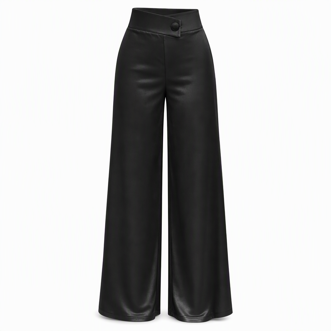 📢🎉50 % rabatt!!!🛍️✨Eleganta, högt skurna, vida satinbyxor med asymmetrisk midja-8