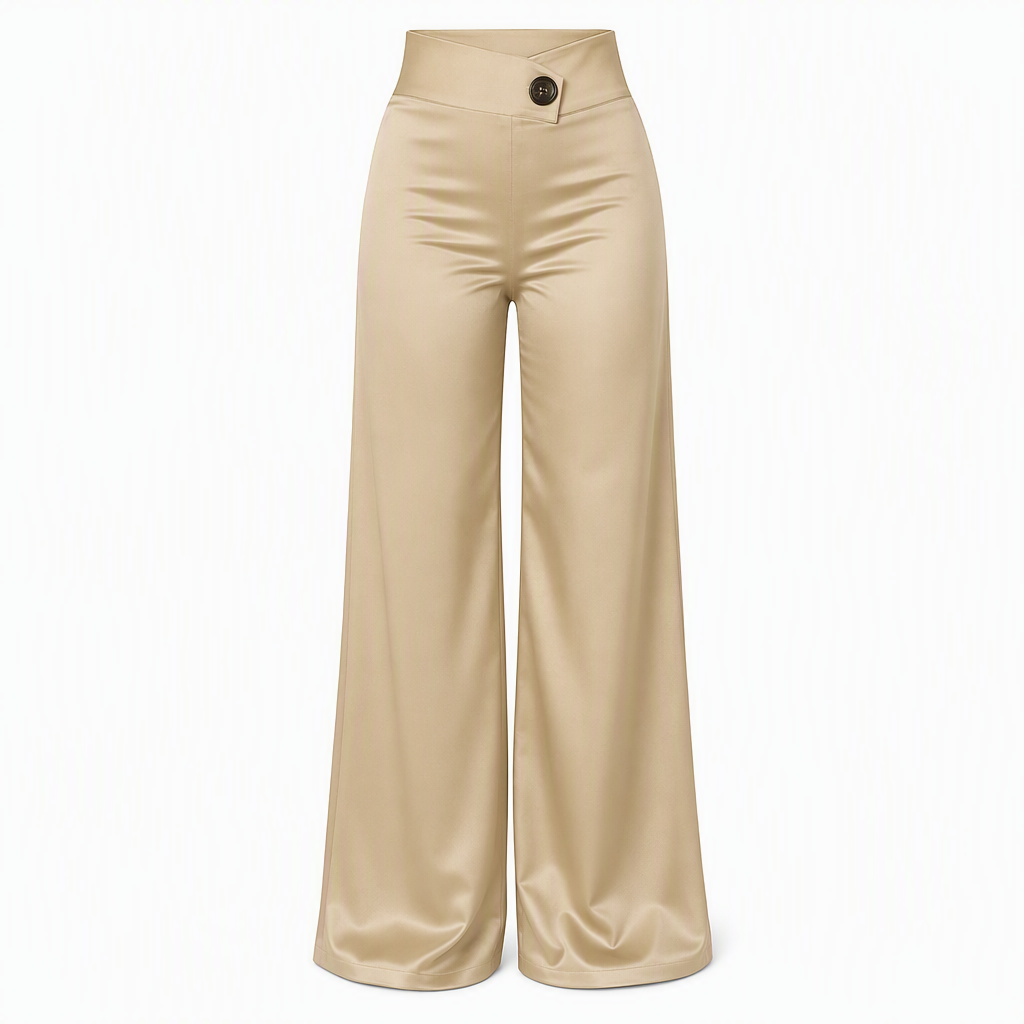 📢🎉50 % rabatt!!!🛍️✨Eleganta, högt skurna, vida satinbyxor med asymmetrisk midja-8