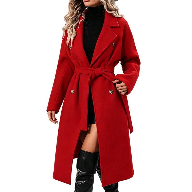 🎉🔥Nyhet & 50 % rabatt!💖🧥Elegant trenchcoat med bälte – dubbelknäppt, högkvalitativ ullkappa för damer, perfekt för höst och vinter-8