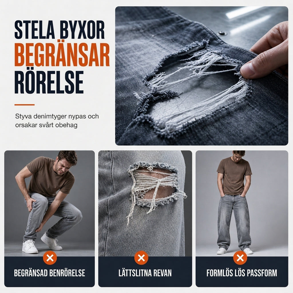 Smal, stretchig och riven jeans för män-2