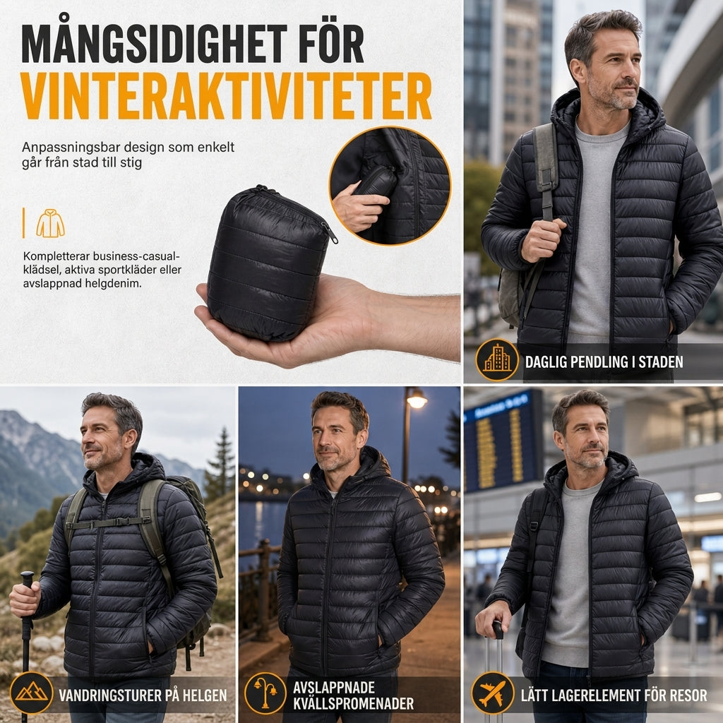 📢🎉50 % rabatt!!!🛍️✨Lätt, quiltad bomullsjacka för män med huva, kort modell, avslappnad stil, för vintern, i stora storlekar-5