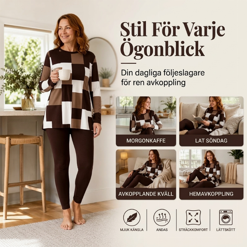 🔥50% OFF Långärmad tryckta topp & leggings-set för kvinnor-4