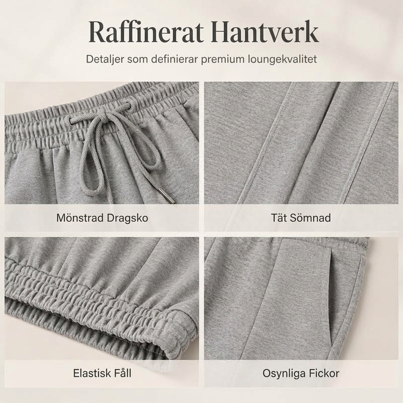 🍂✨Casual byxor i bred modell med dragsko och resårmidja för dam-4