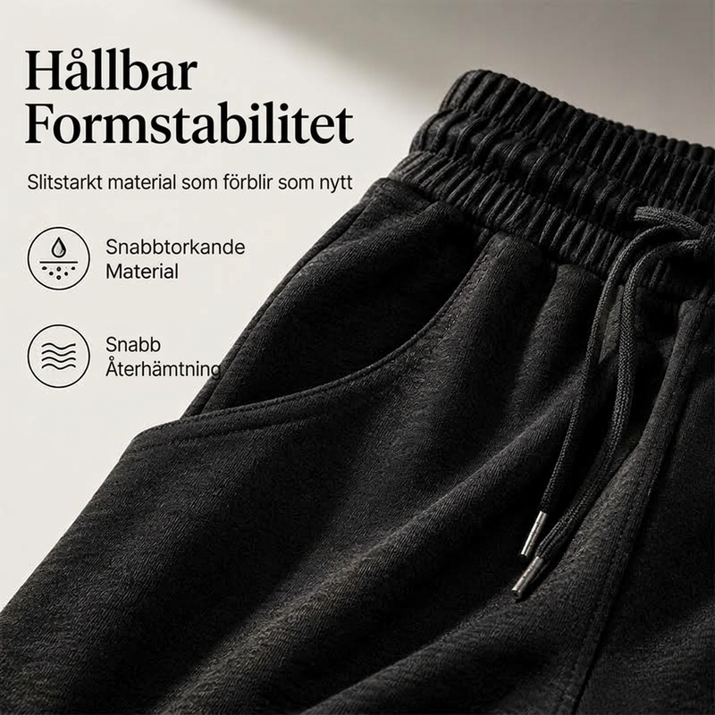 🍂✨Casual byxor i bred modell med dragsko och resårmidja för dam-6