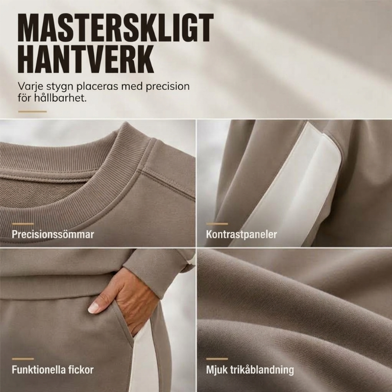 Stickad tvådelad set för kvinnor: tröja och midiklänning-7
