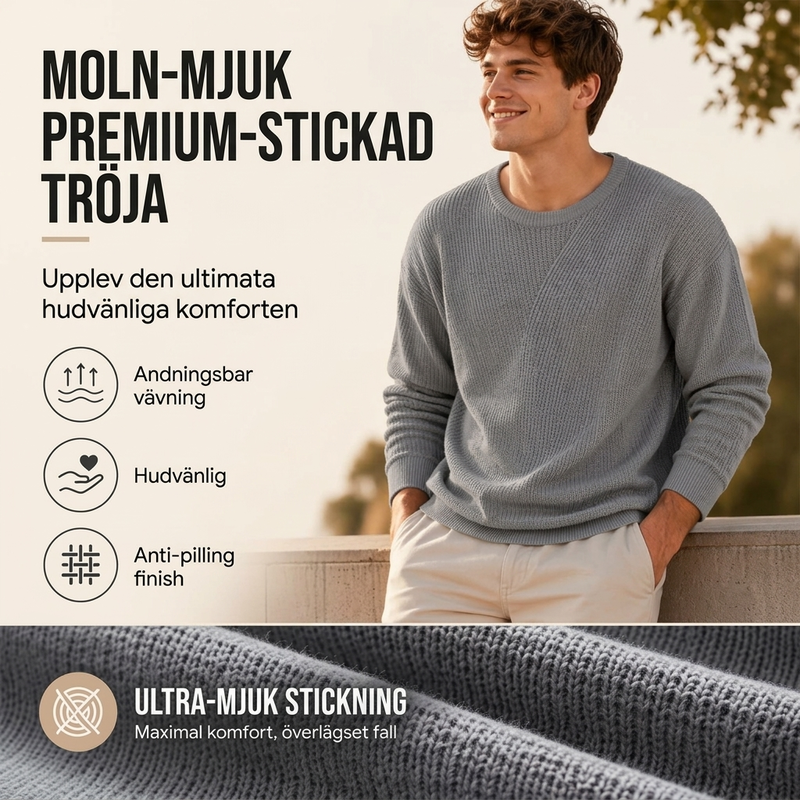 Lösa rundhalsade stickade toppar för herrar-3
