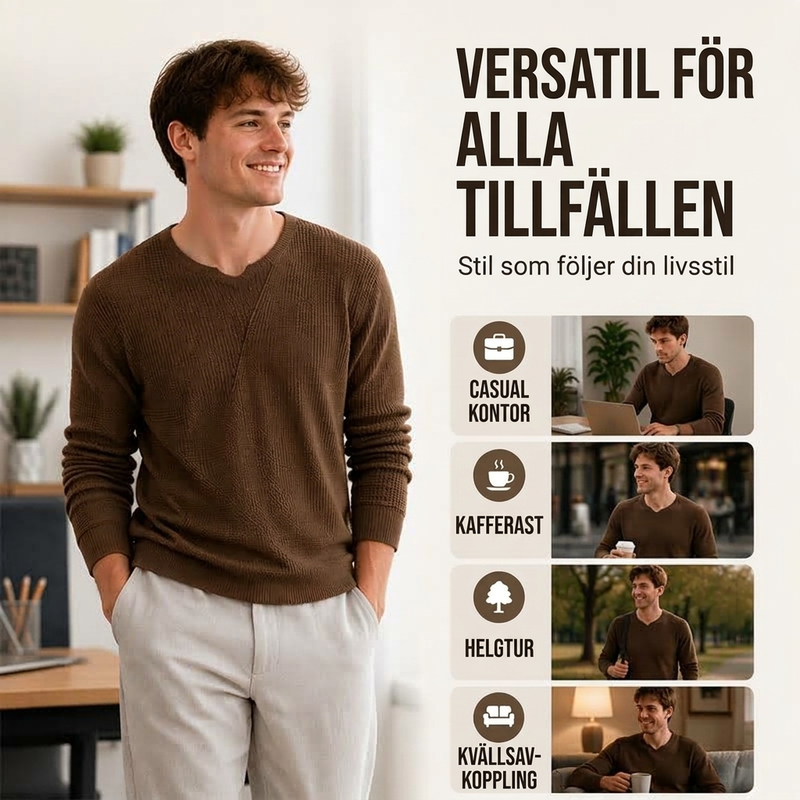 Lösa rundhalsade stickade toppar för herrar-4