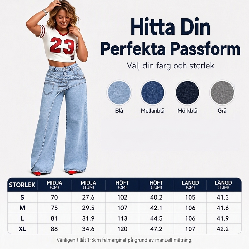 Damhoodiga trendsatta jeans med asymmetrisk överlappning och vid ben-4