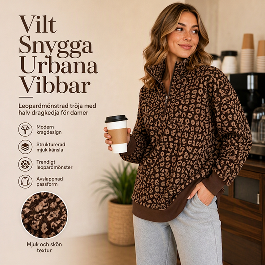 Damträja med leopardmönster och kvartszip