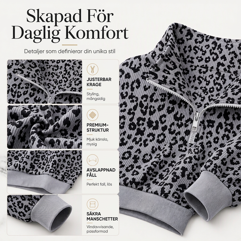 Damträja med leopardmönster och kvartszip-1