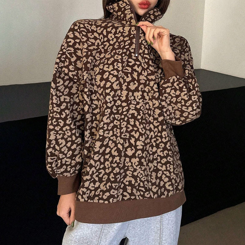 Damträja med leopardmönster och kvartszip-7