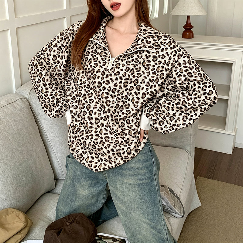 Damträja med leopardmönster och kvartszip-11