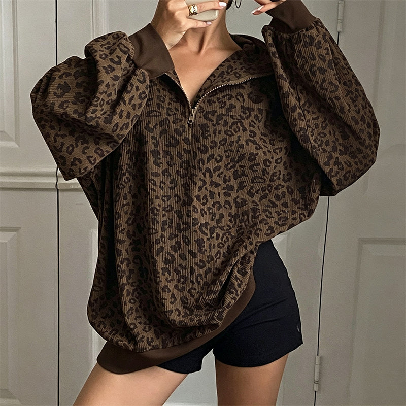 Damträja med leopardmönster och kvartszip-8