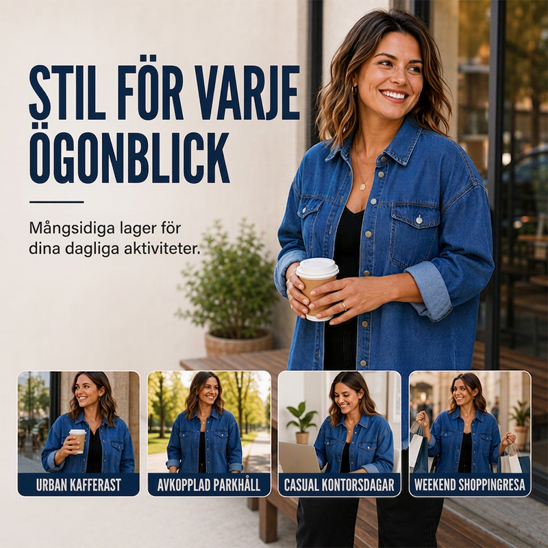 Tvättad jeansjacka för kvinnor med sliten fåll-4