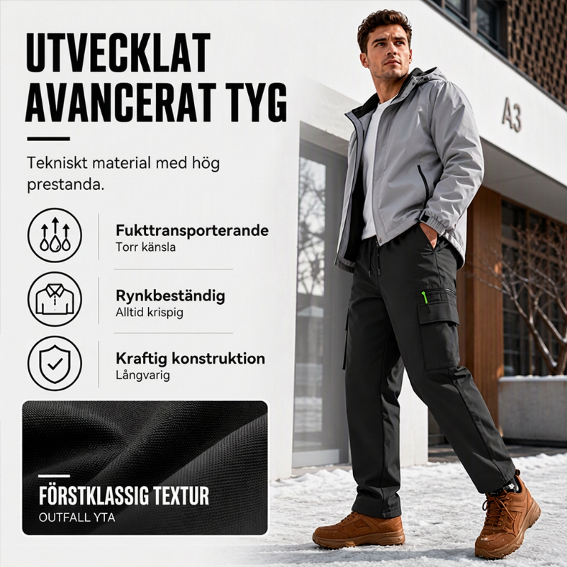 🔥50% NordicShield™ Termocargo Byxor Herr – Vindtäta, Fleecefodrade & Värmande för Vinter & Outdoor-2