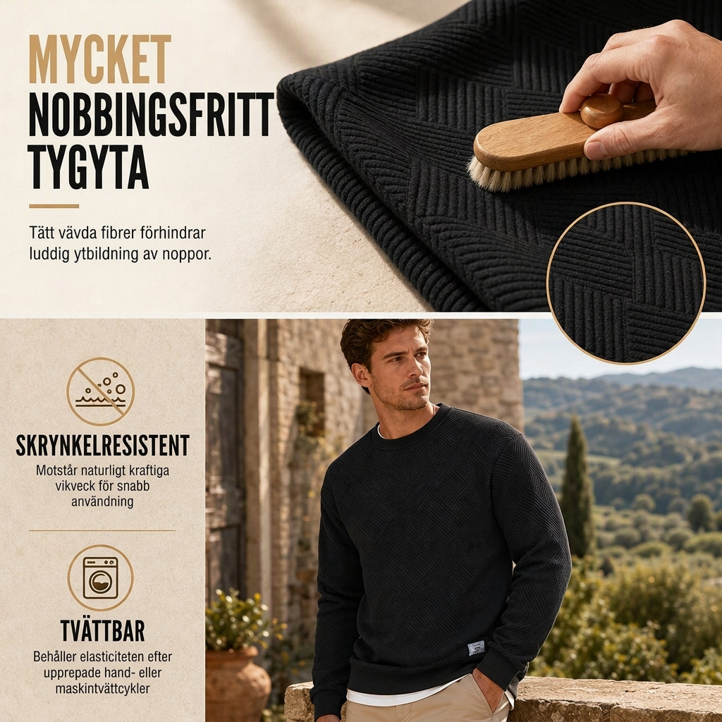 Herrtröja med långa ärmar, rund hals och tjockare jacquardmönster-6