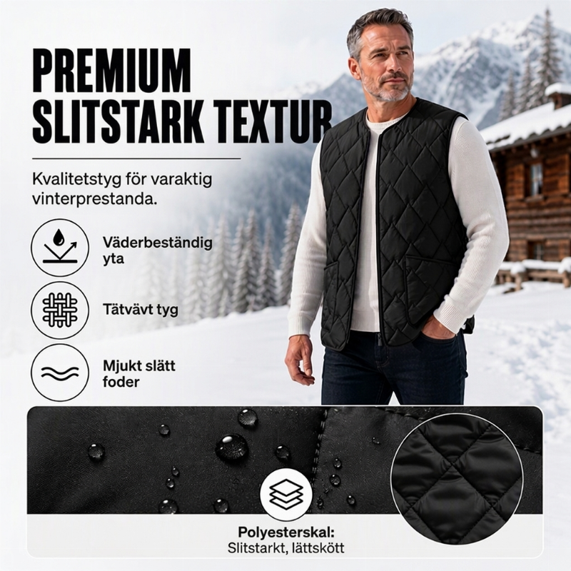 Varmt vinterväst i diamantkviltat tyg för män-3
