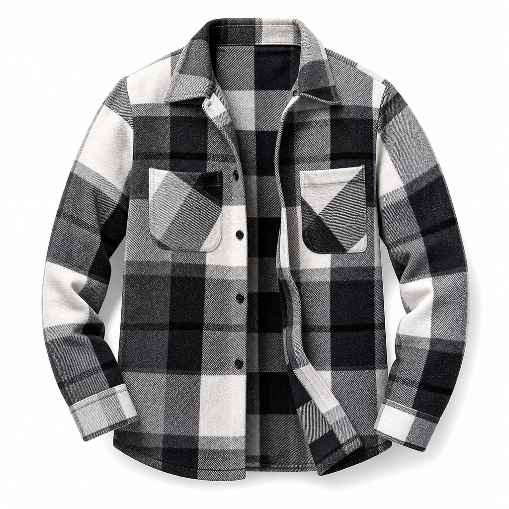 Casual rutig flannelskjorta för män-8