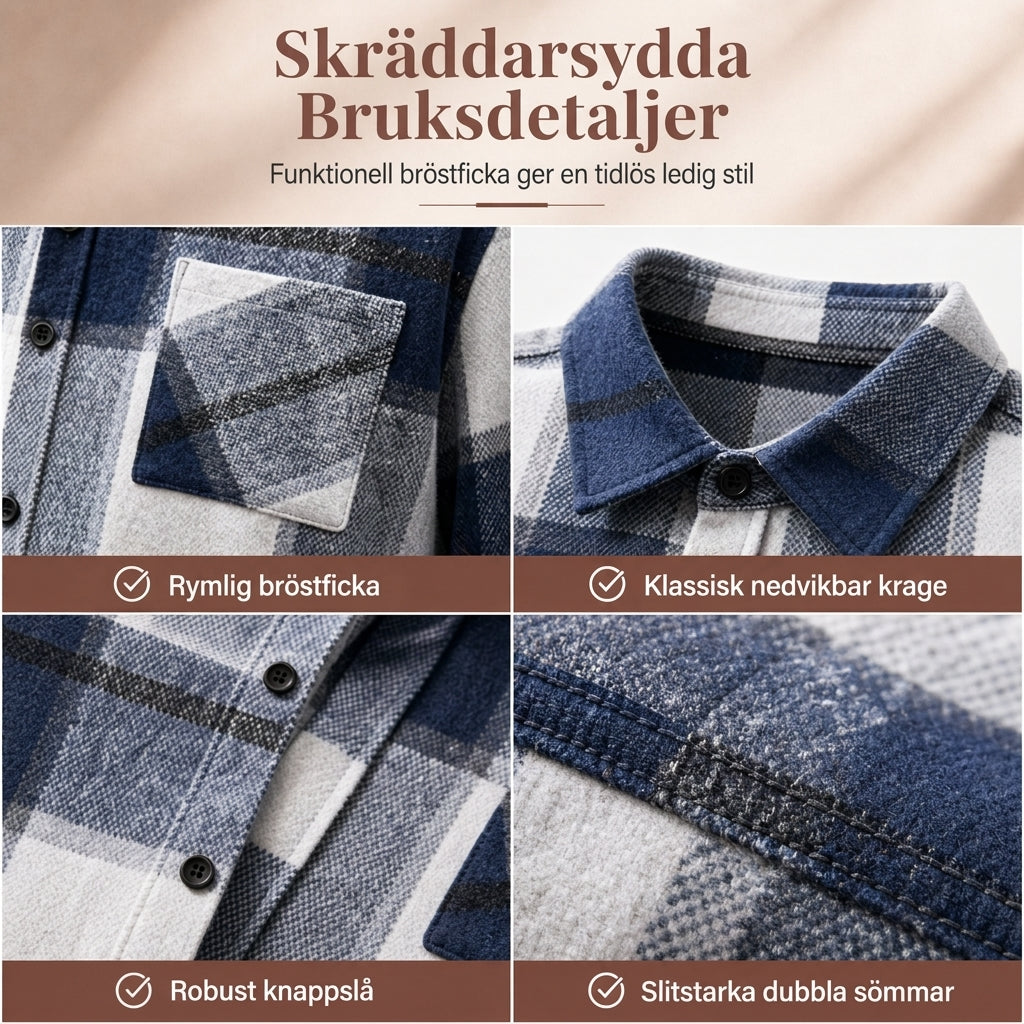 Casual rutig flannelskjorta för män-3