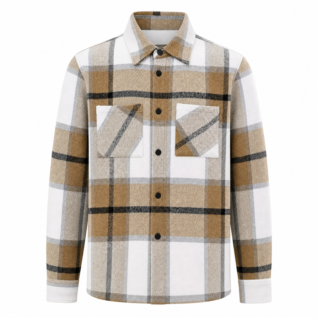 Casual rutig flannelskjorta för män-10