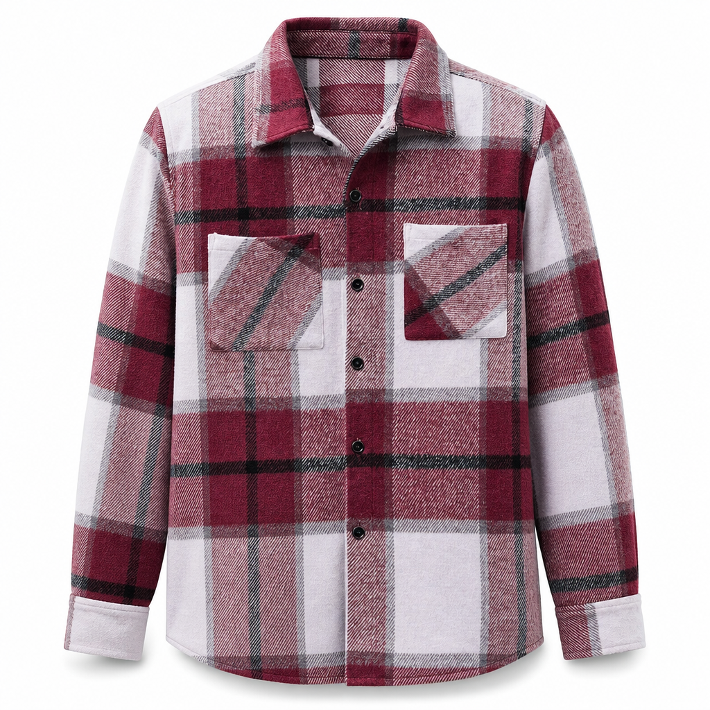 Casual rutig flannelskjorta för män-13