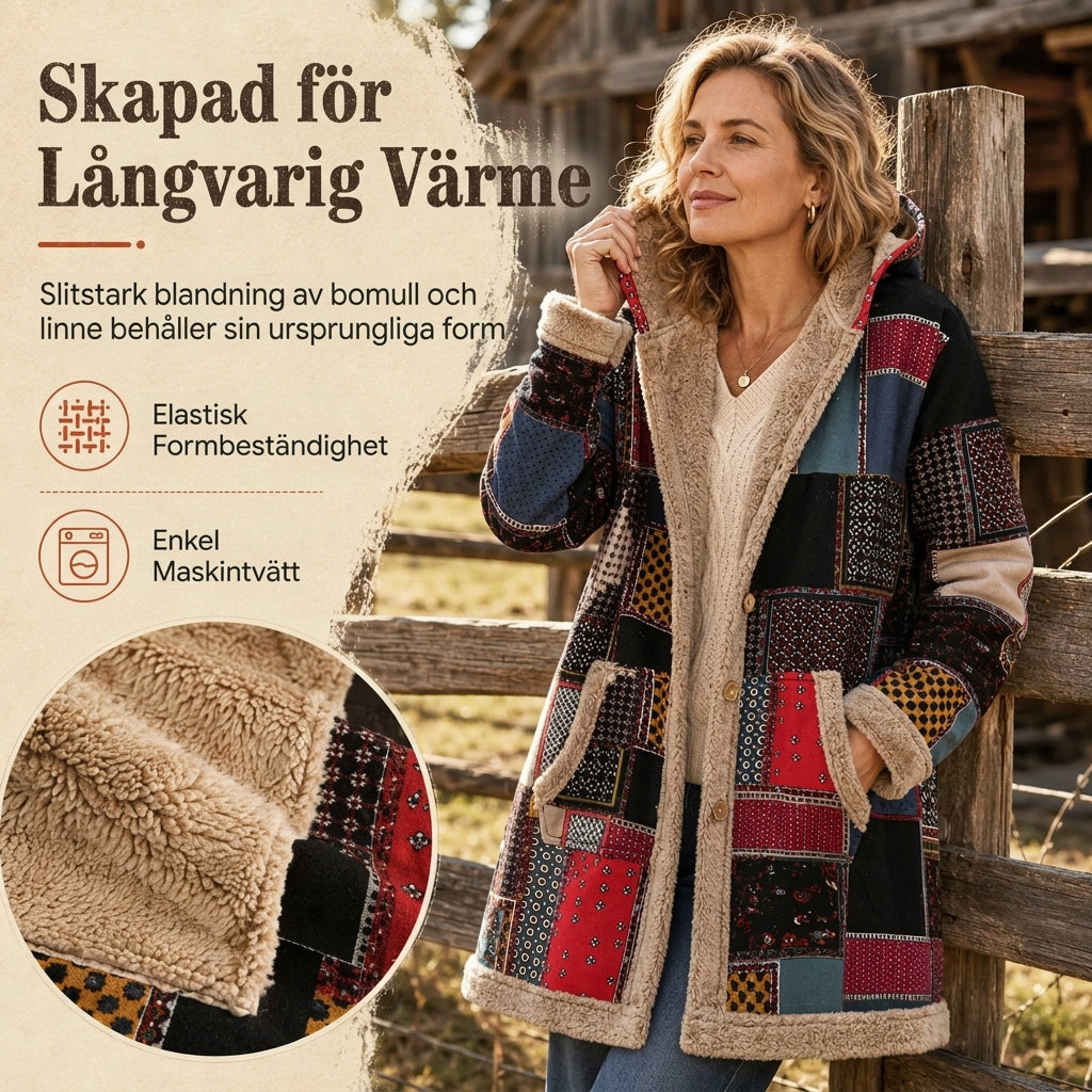 Varm Hoodie Dam – Mjuk Fleecefodrad Huvtröja med Vintage Tryck, Mysig Komfort & Vinterstil-6