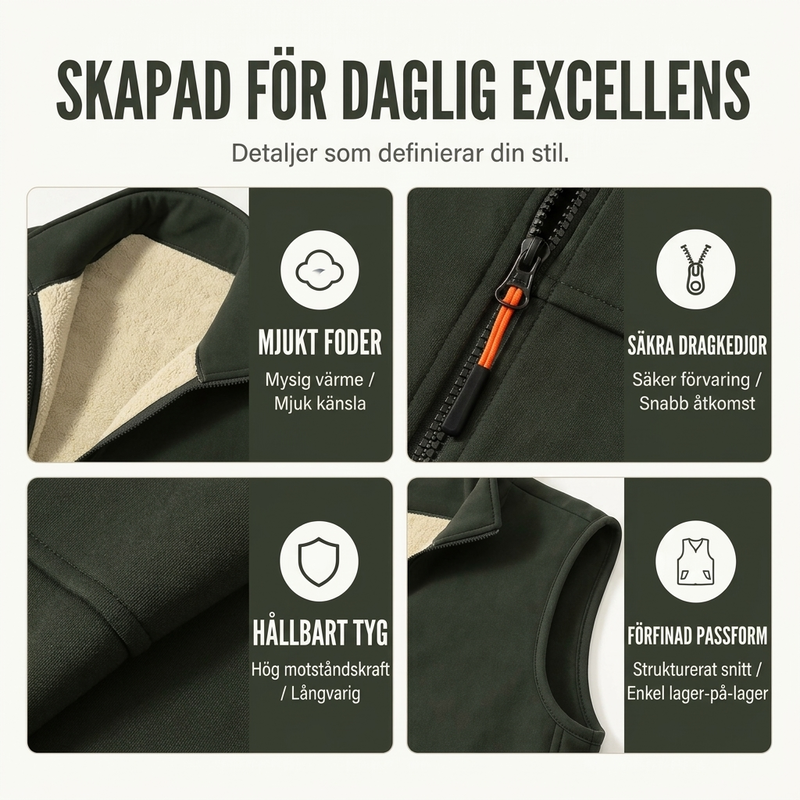 ❄️Unisex Vinterväst med Plyschfoder – Varm och Vindskyddande Västdam & Herr-3