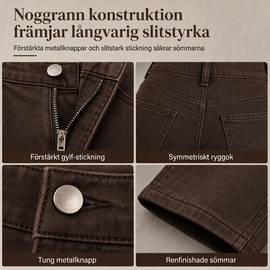 Dam jeans med retro hög midja och breda ben, draperande golvlånga byxor-4