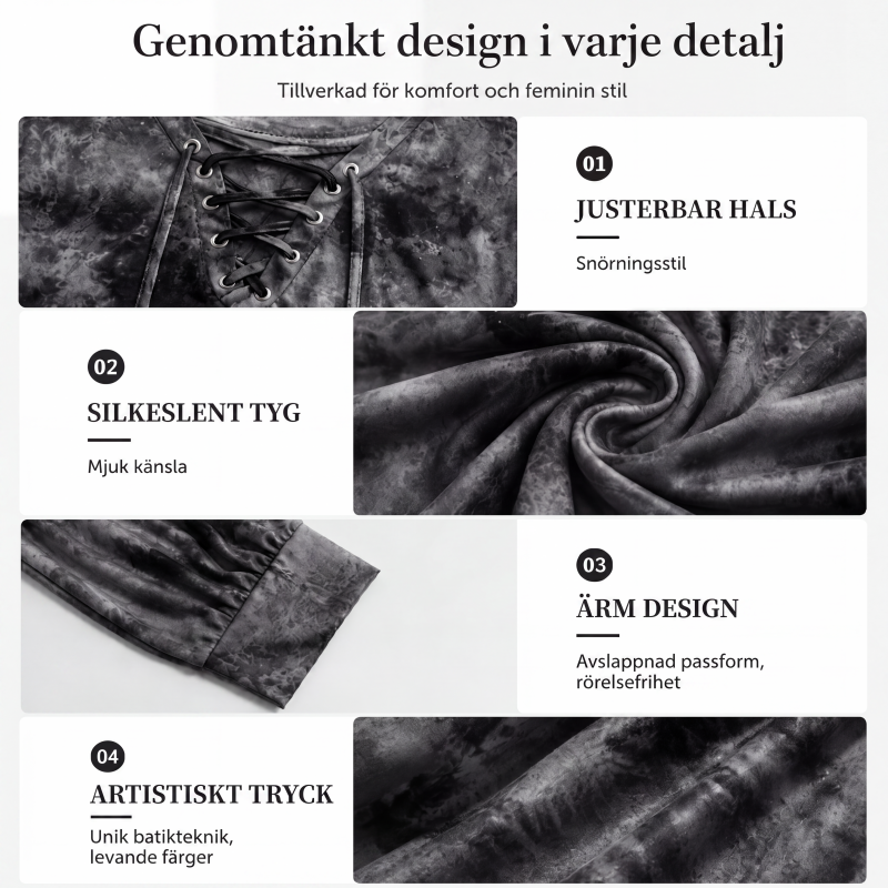 Damtopp med tie-dye-tryck, snörning och V-ringning-1