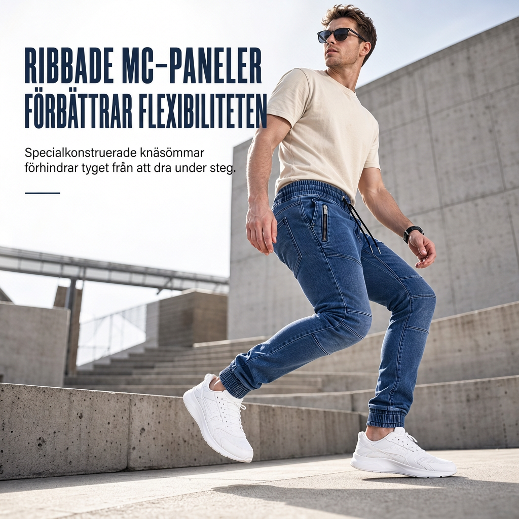🔥50 % rabatt! 🔥Herrkasuella tvättade denimjoggerbyxor med ärmudd-2