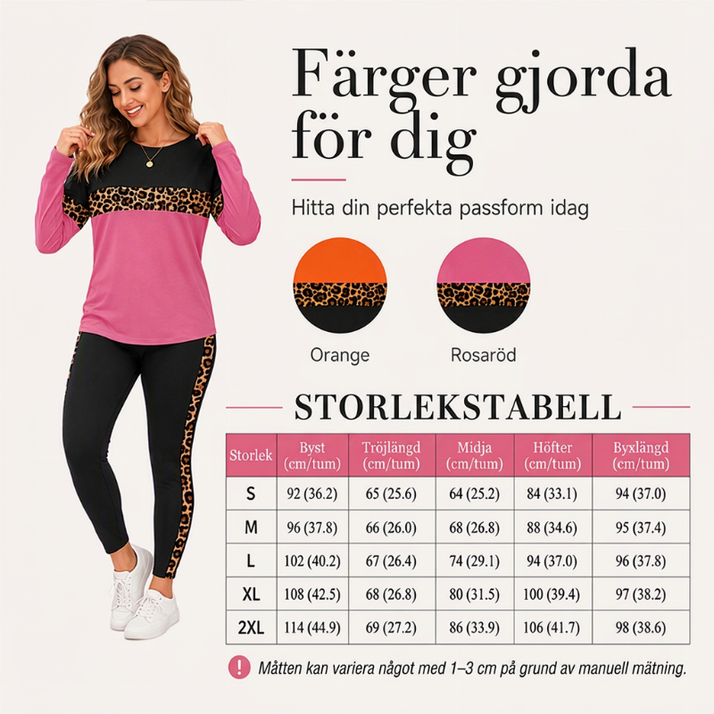 Damens lediga set i leopardmönster, 2 delar-2