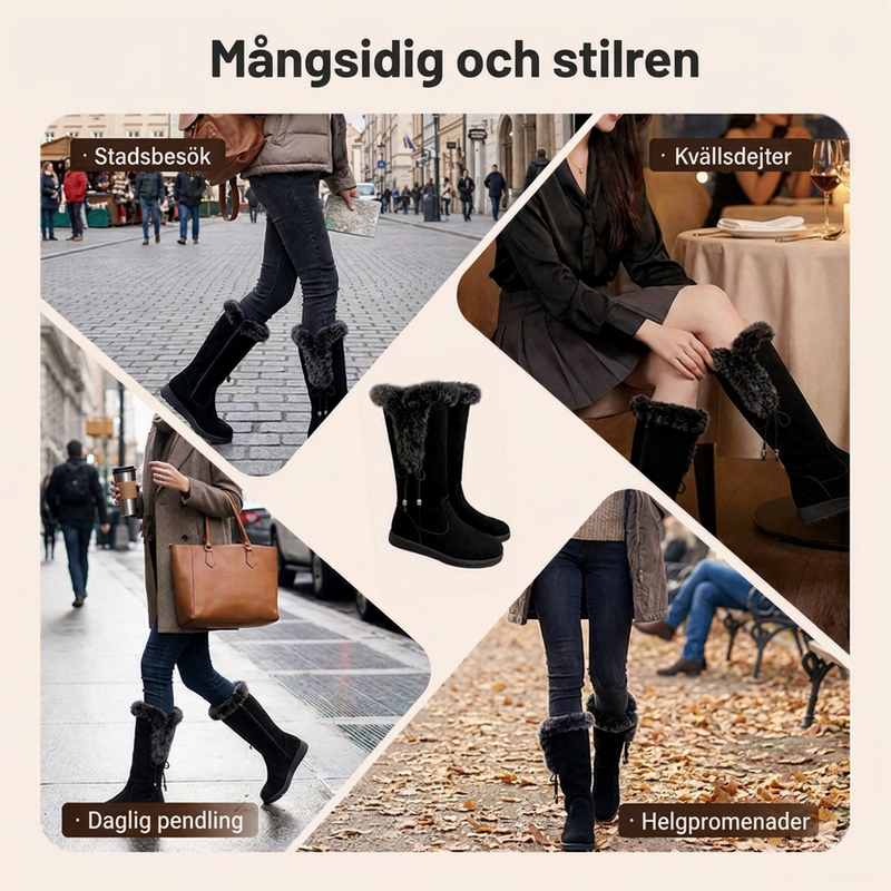 🔥50 % rabatt! 💰 Halva priset! Varma halkfria slitstarka damstövlar med mittskaft-7