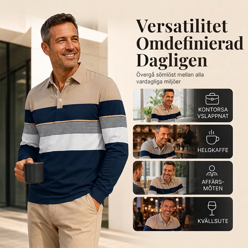 🔥50 % rabatt!🛍️✨Klassisk randig topp med färgblock i herrstorlekar-5