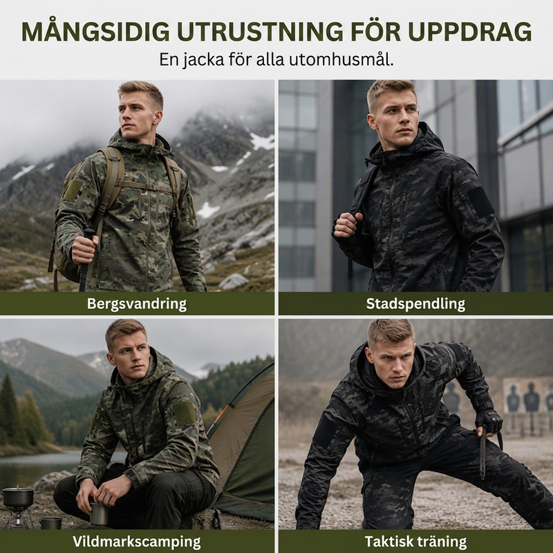 🔥50 % rabatt! Herrjacka med huva för utomhusbruk, kamouflage-5