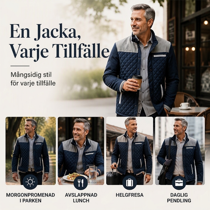✨Begränsat antal i lager, missa inte detta! 🎁Snygg, vadderad herrjacka med ståkrage som håller dig varm-5