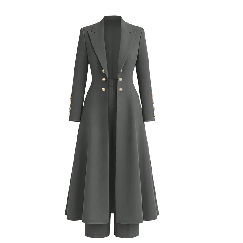 ✈️Fri frakt💰 Halva priset! 🍂 Kvinnlig elegant höst-outfit i två delar – retro långärmad kavaj och enkla byxor, stilren och bekväm för vardag och fest. ✨-10