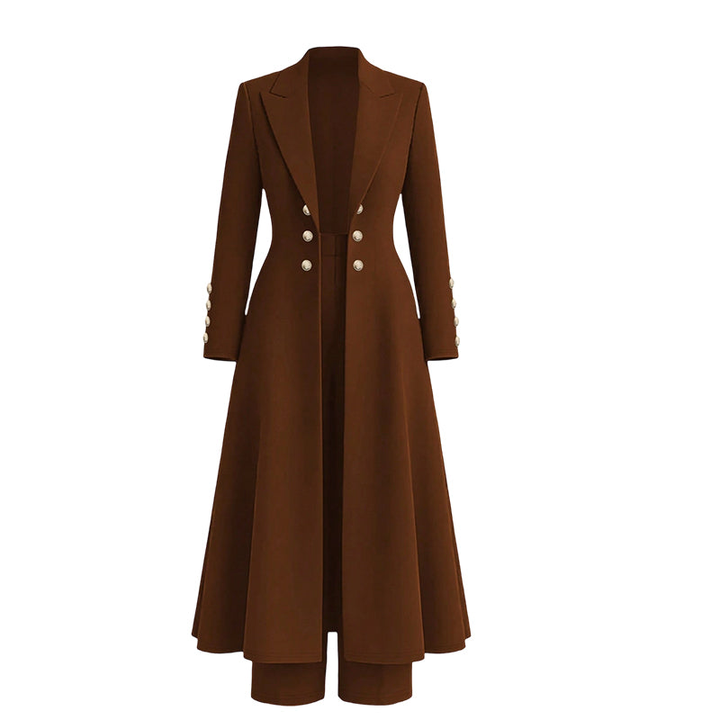 ✈️Fri frakt💰 Halva priset! 🍂 Kvinnlig elegant höst-outfit i två delar – retro långärmad kavaj och enkla byxor, stilren och bekväm för vardag och fest. ✨-13