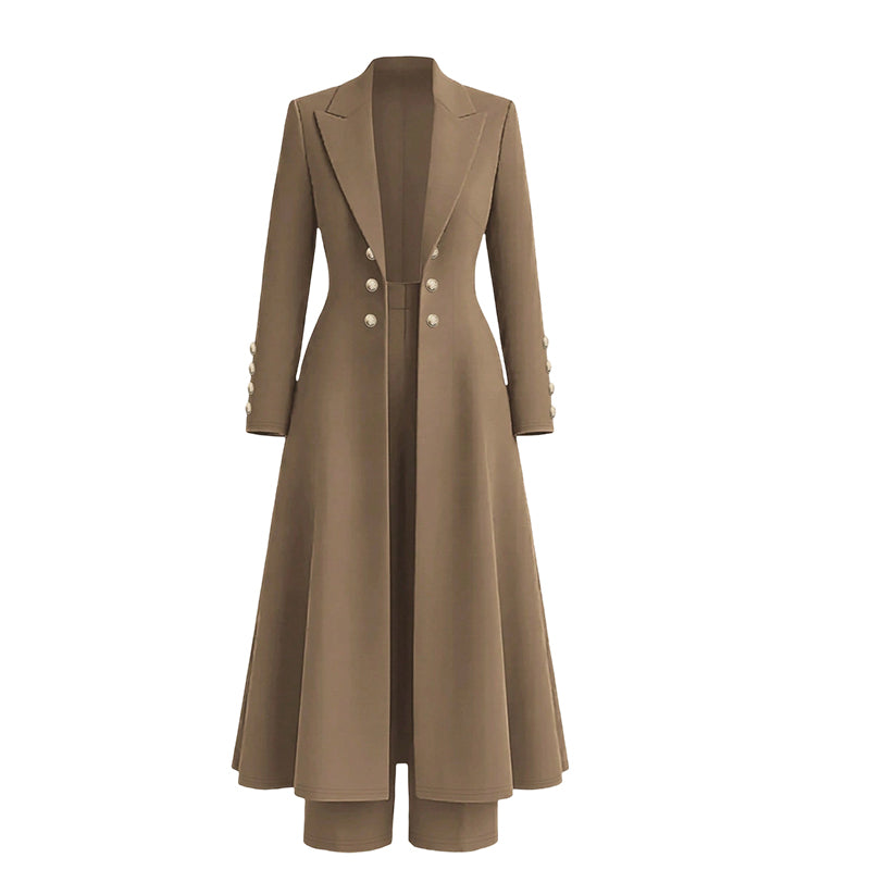 ✈️Fri frakt💰 Halva priset! 🍂 Kvinnlig elegant höst-outfit i två delar – retro långärmad kavaj och enkla byxor, stilren och bekväm för vardag och fest. ✨-15
