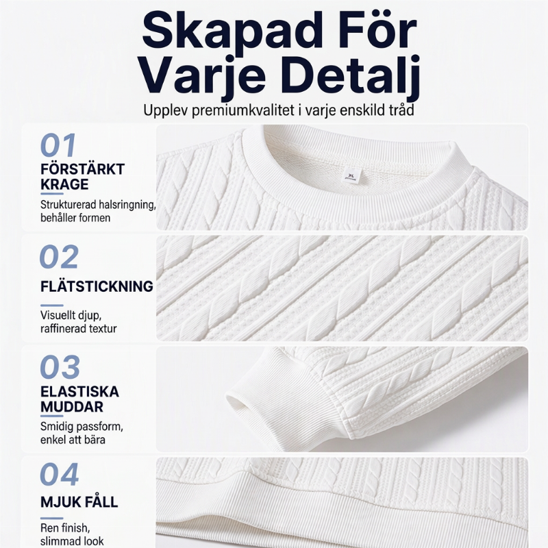 🧶 Herrtröja med flätstickning och rund hals – mjuk, varm, perfekt för höst och vinter, nu till halva priset! ✨-1