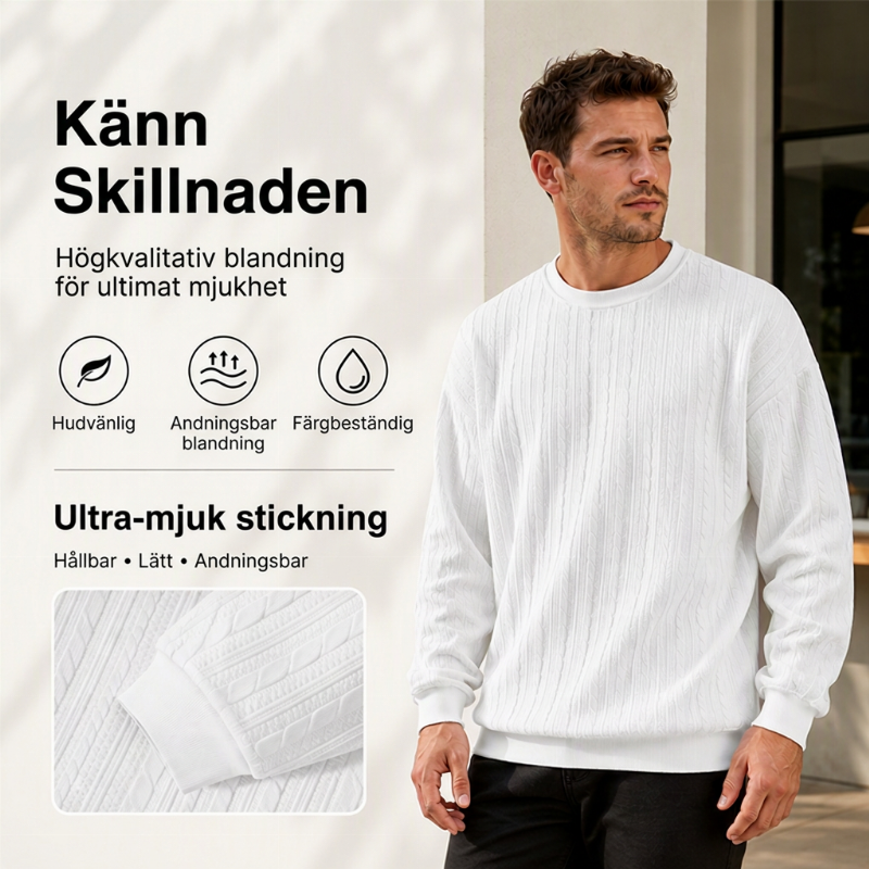 🧶 Herrtröja med flätstickning och rund hals – mjuk, varm, perfekt för höst och vinter, nu till halva priset! ✨-3