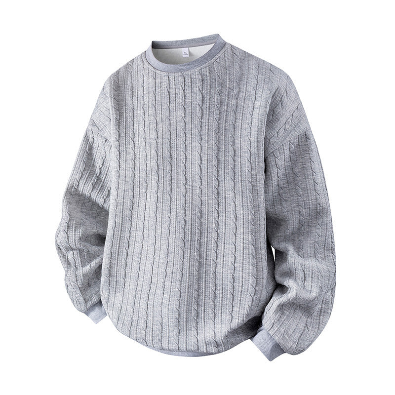 🧶 Herrtröja med flätstickning och rund hals – mjuk, varm, perfekt för höst och vinter, nu till halva priset! ✨-8